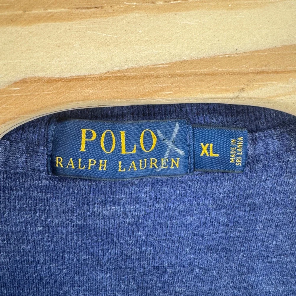 Polo Ralph Lauren Sweater Mens XL 1/4 Zip Pullover Heather Blue Cotton Preppy
